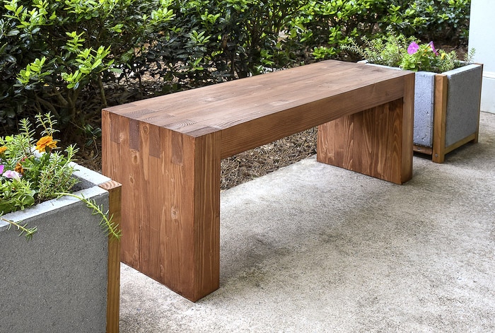 Chunky bench built from 2x4 boards