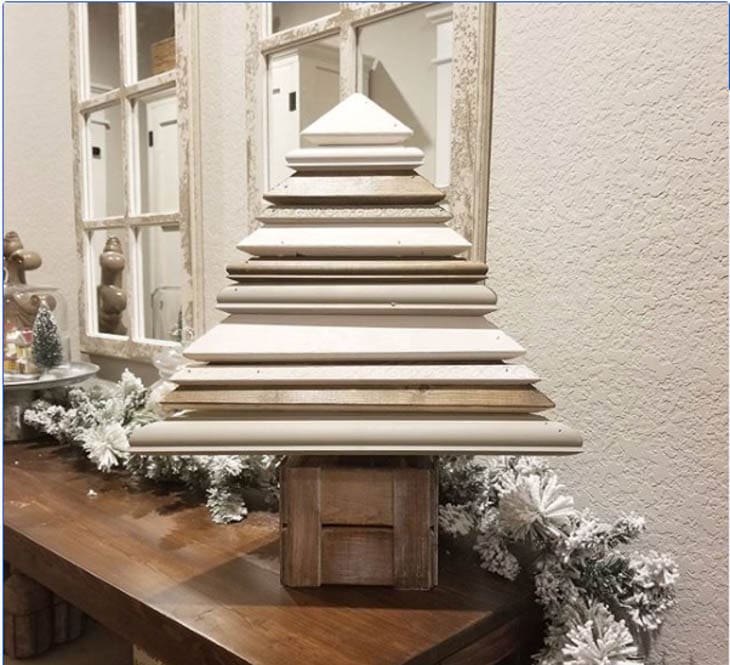 Wood Christmas tree made from scrap molding