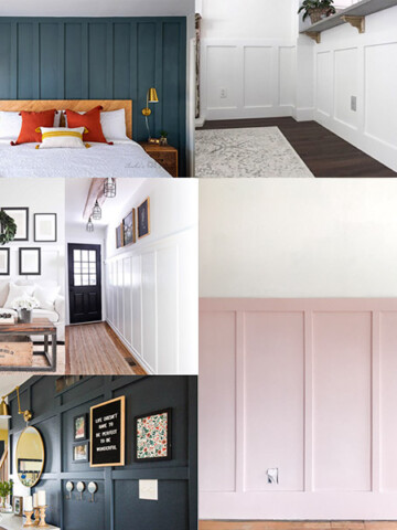 collage of DIY board and batten wall ideas for your home
