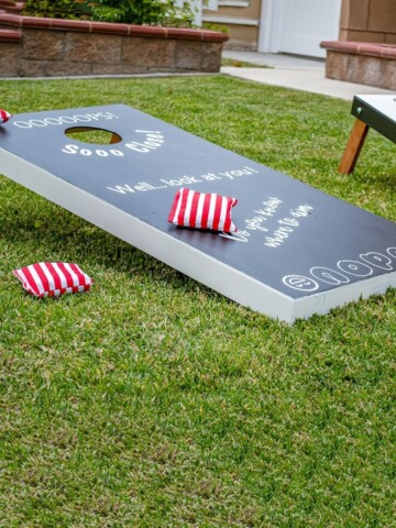 How to build easy DIY cornhole boards that are lightweight. These custom bean bag toss game is really easy to build! #anikasdiylife