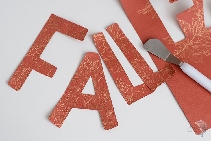 Cut out of FALL letters using the foil transfer and cut options