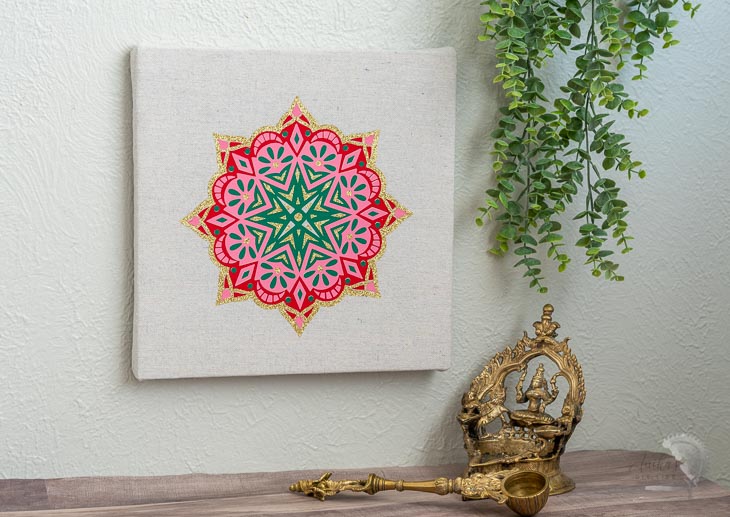 DIY Colorful mandala art in Indian living room