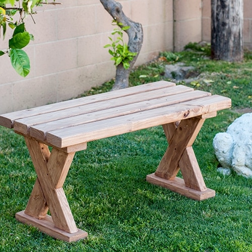 DIY 2x4 bench in grass