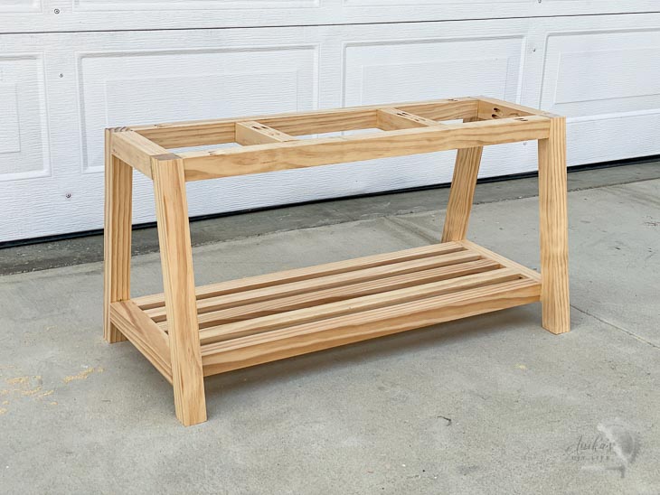 Complete bench frame in garage. 