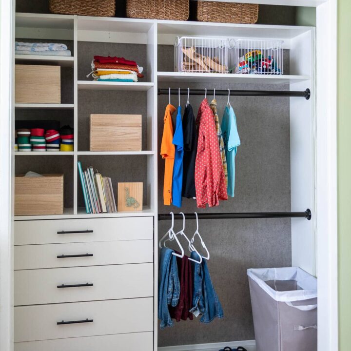 How to build a DIY custom closet from scratch using only 2 power tools! This is an easy beginner woodworking project. #anikasdiylife