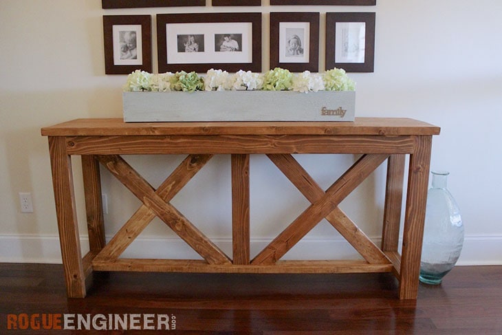 DIY console table with X braces