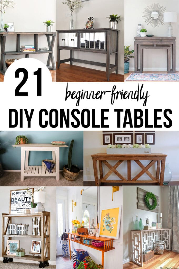 Collage of DIY console table ideas with text overlay.