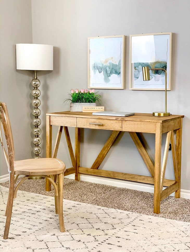 Wooden desk with inverted V detail and 1 drawer made for under $100