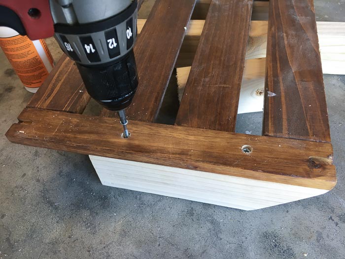 Attaching 2x3 from the back with countersunk screws to build the diy desk organizer