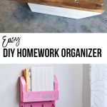 DIY desk organizer collage with text overlay