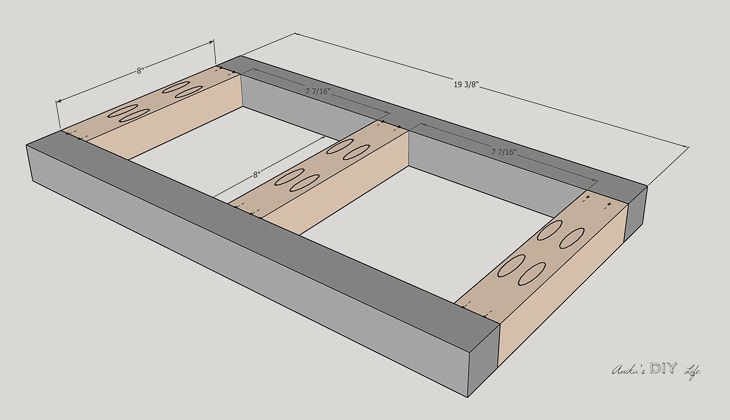 Schematic of how to build the top of the dog bowl stand
