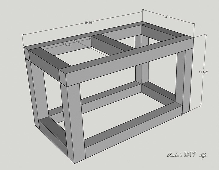 schematic of completed dog bowl stand