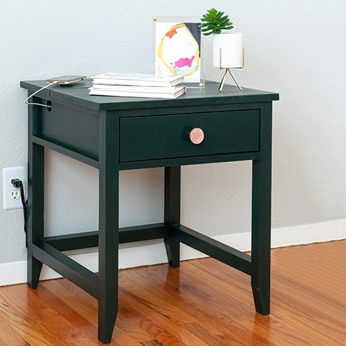 Learn how to build a DIY End Table with a hidden charging station. Say goodbye to the wire clutter! This works as a great DIY charging nightstand as well!