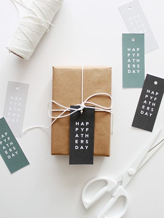 flat lay image of Happy Father's Day printable gift tags 