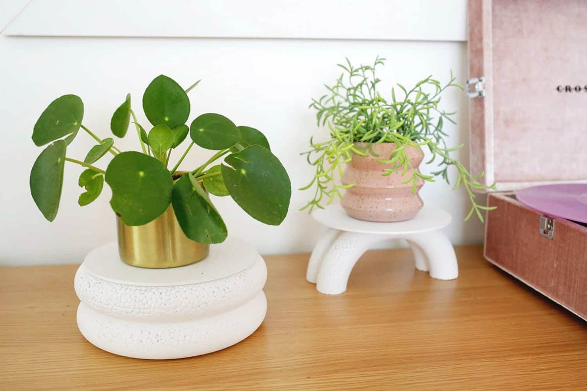 Two different style of DIY fluted mini plant stands
