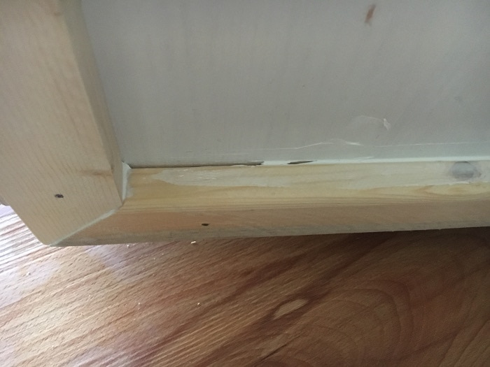 DIY Ikea Ivar cabinet hack adding caulk