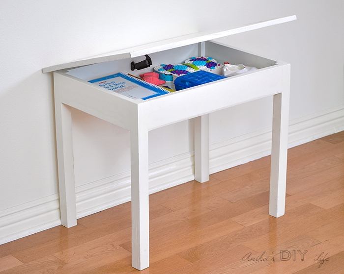 DIY Kids table with storage under the top