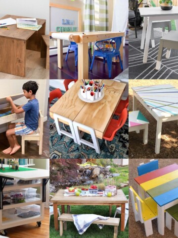 Collage of DIY kids table ideas