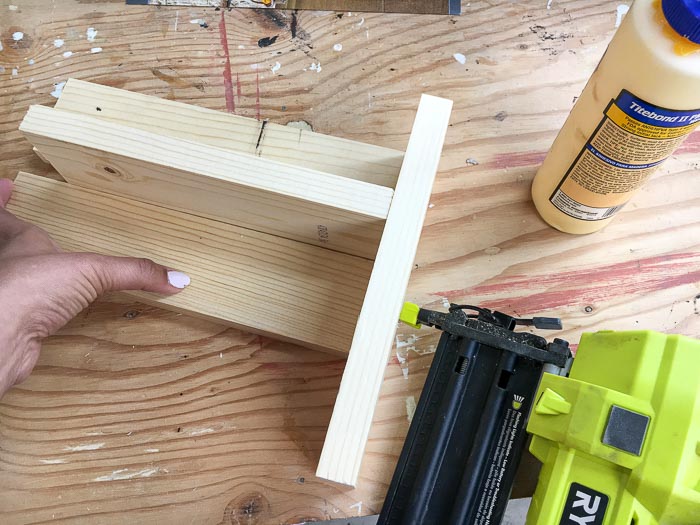 attaching boards using a brad nailer