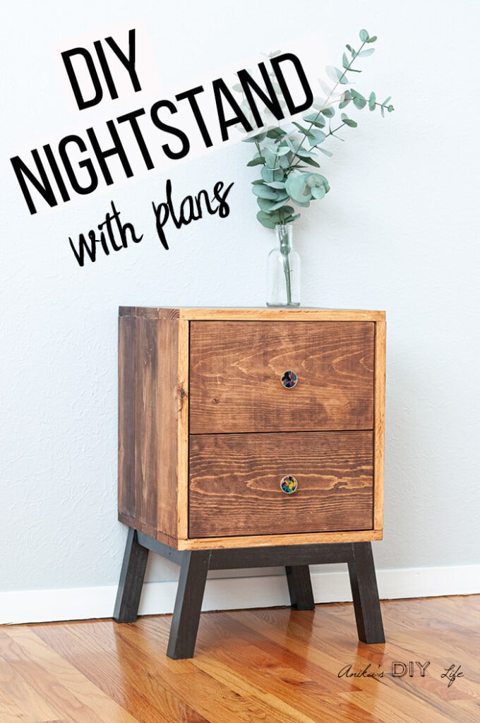 Easy DIY Nightstand with drawers with text overlay