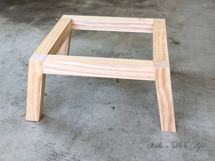 The easy angled leg frame for the simple DIY Nightstand