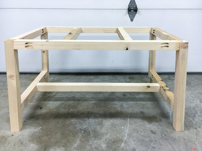 frame of outdoor coffee table ready to be painted.