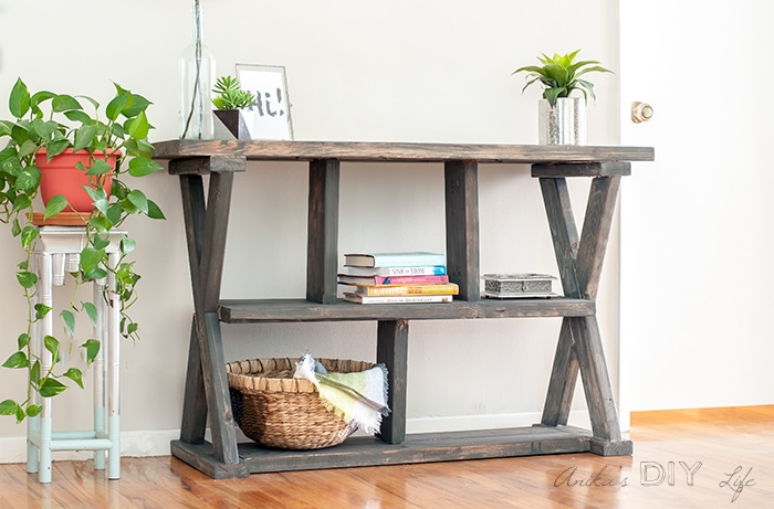 Easy DIY X-leg console table with plans!