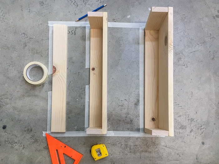 Creating template of shelf layout using painters tape