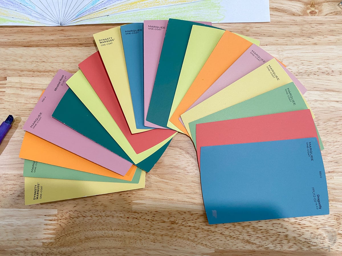 paint chips for colorful sunburst wall