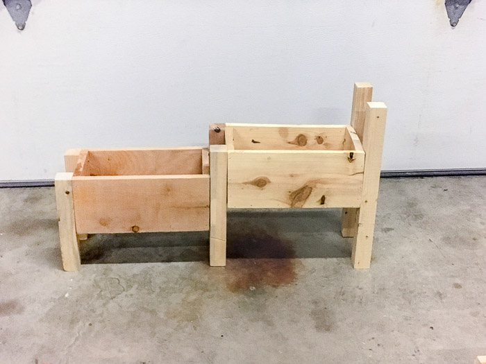 Second planter box with legs attached.