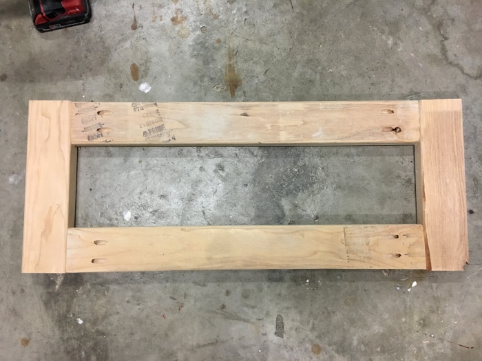 DIY 2x4 bench top frame assembled with pocket holes