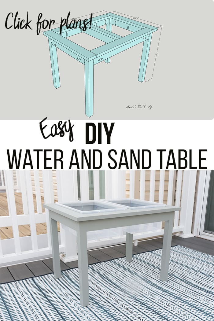 Collage of DIY water table with sketch and text overlay