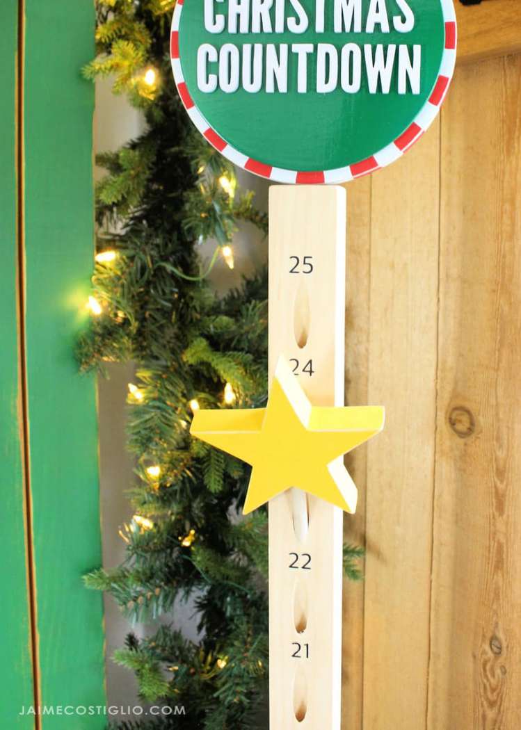 Wood pole advent calendar using pocket holes as countdown marker