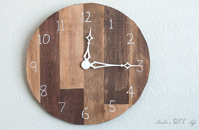 DIY wood wall clock on the wall