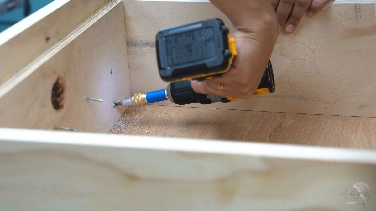 Adding countersunk screws on the inside of the drawer