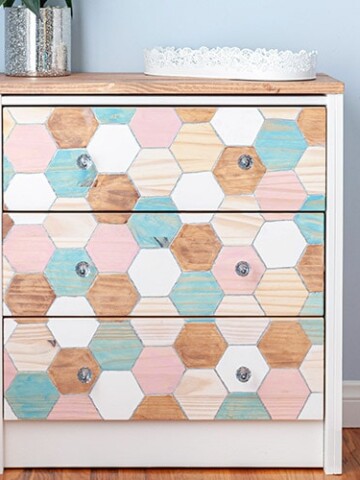 This amazing Ikea Rast nightstand hack is simple yet very gorgeous! Learn how to create this pretty Ikea Rast using a Dremel and few colorful stain colors!