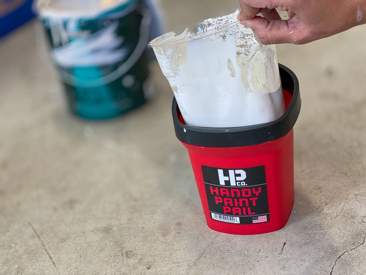 removing liner from the Handy Paint pail