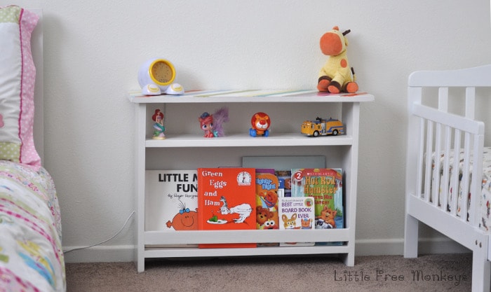 DIY Kids bedside table with book storage - Little Free Monkeys