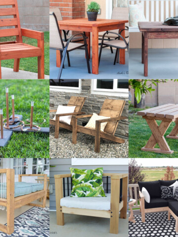 image collage of nine DIY outdoor 2x4 project ideas