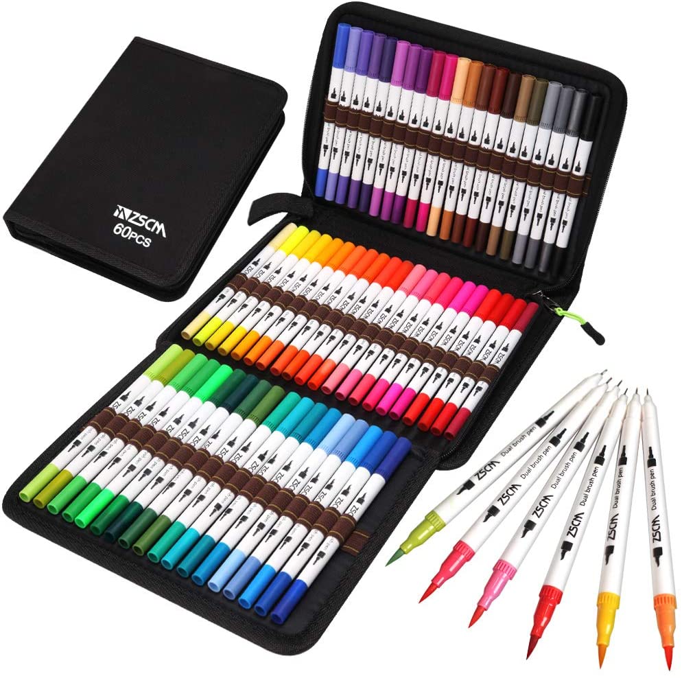 set of markers in a carrying case