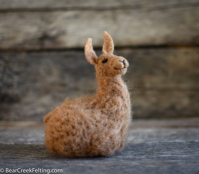 small llama made from felt