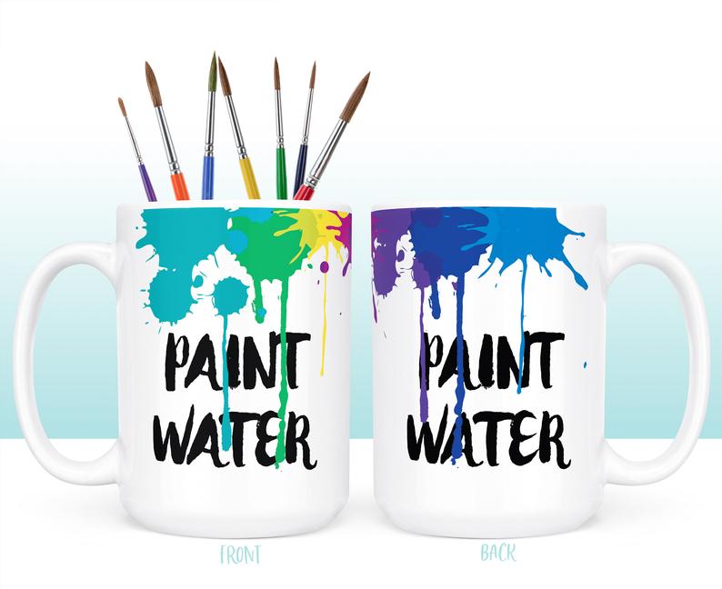 coffee mugs with paint water printed on them