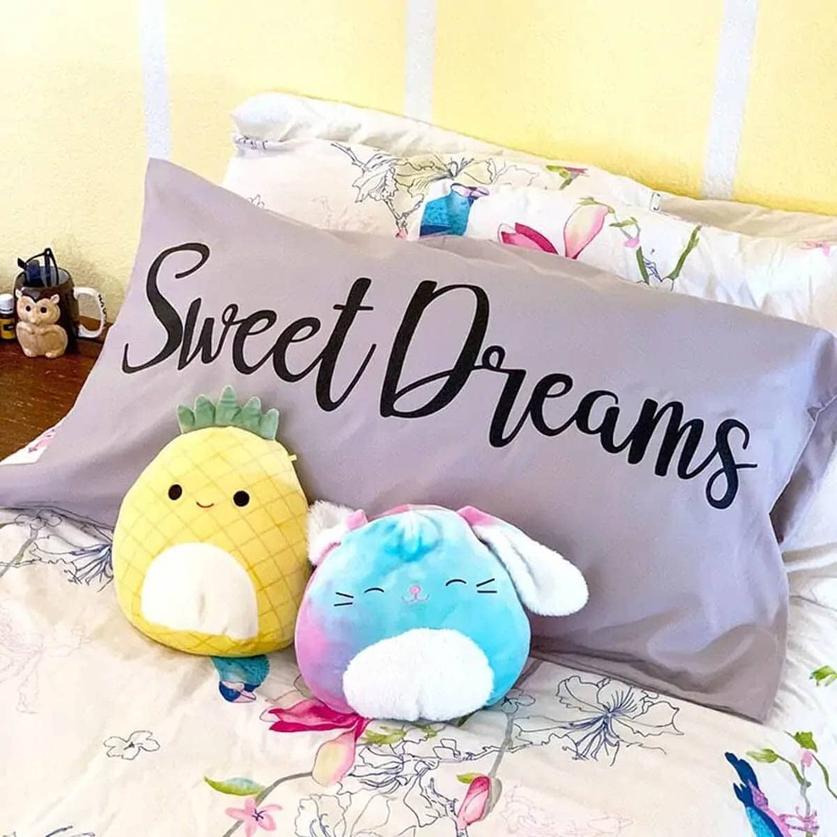 Custom pillow case that says "Sweet Dreams" made with a Cricut