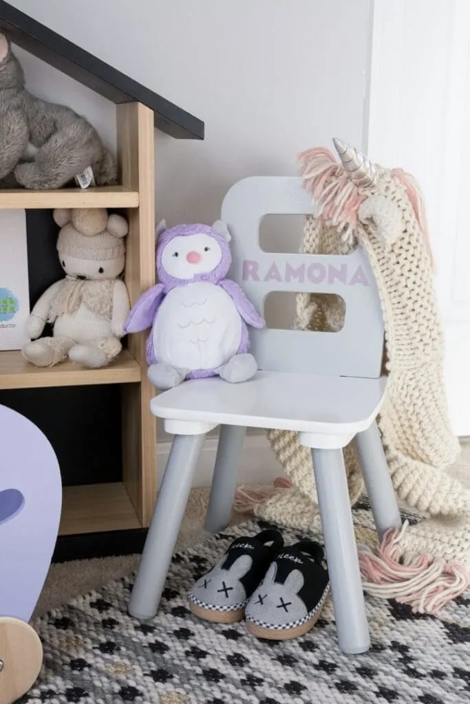 Kids chair personalized using a Cricut