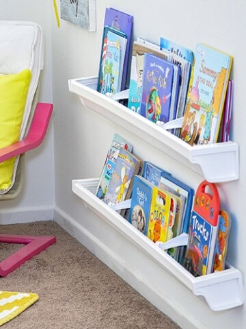 Full step by step tutorial to install rain gutter bookshelves. It makes a perfect addition to any kid's room.