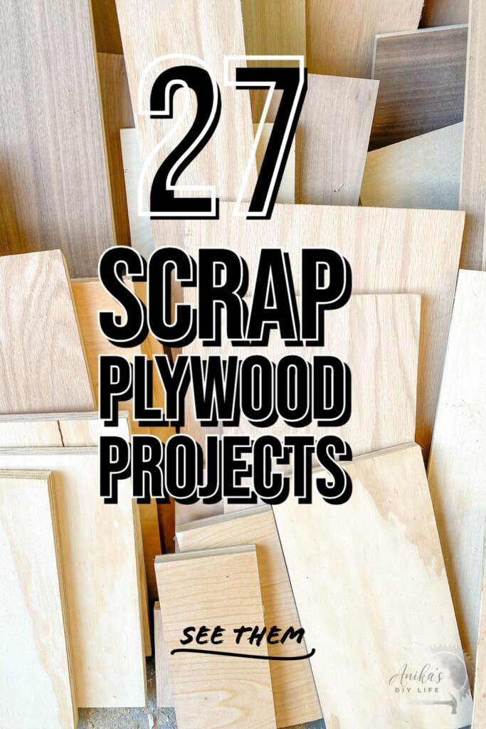 collage of small scrap plywood project ideas with text overlay