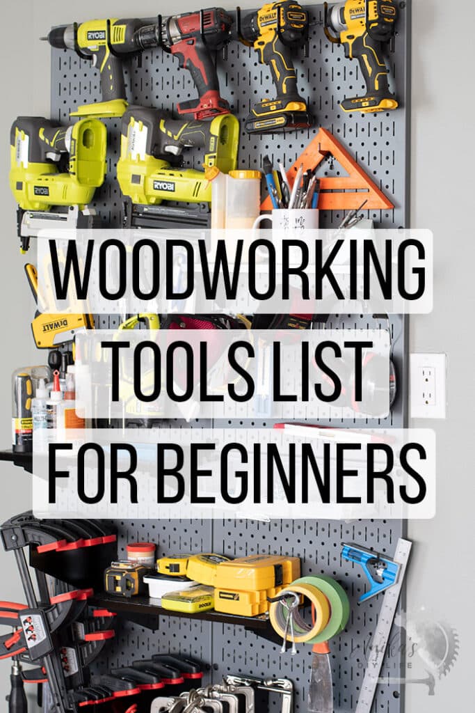 woodworking tools in shop wall with text overlay
