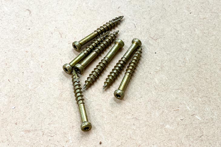 finish screws on workbench